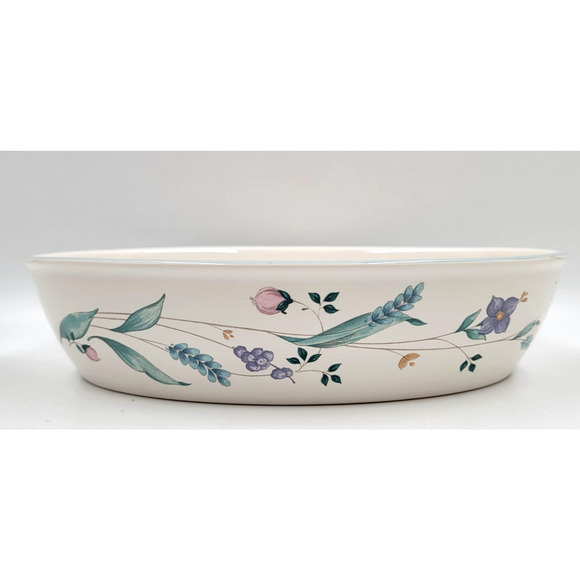 Pfaltzgraff April 10" Oval Vegetable Serving Bowl Floral Pastels Purple Flowers - Picture 3 of 8